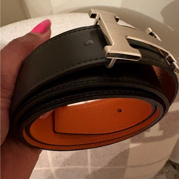 Hermès Black Leather Belt with Silver Buckle - Picture 4 of 7